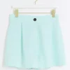 Aqua linen blend high waisted shorts