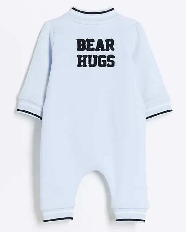 Baby boys blue bear sleepsuit