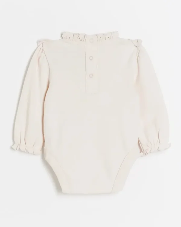 Baby girls pink broderie bodysuit