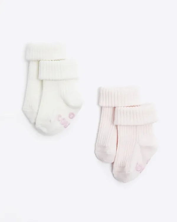 Baby girls pink turnover socks 2 pack