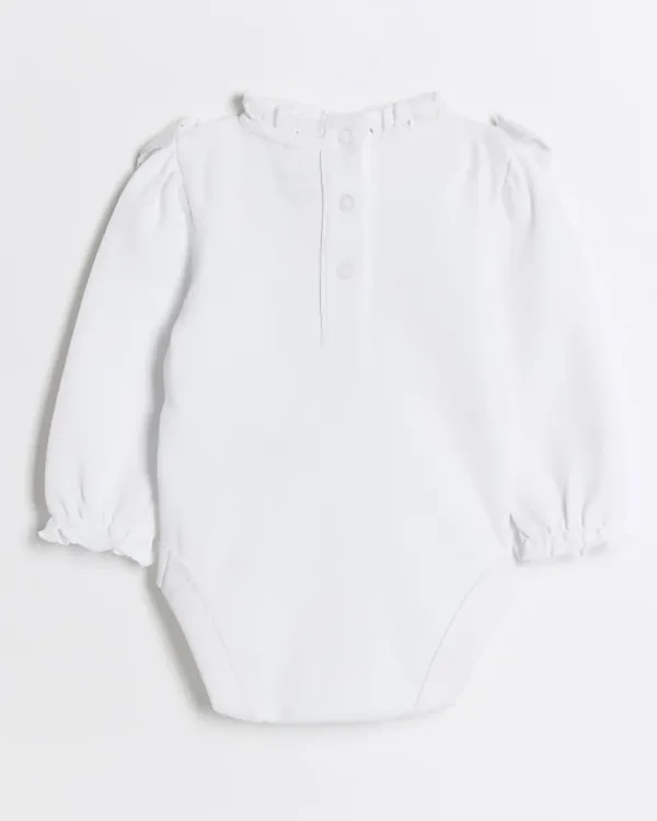 Baby girls white broderie bodysuit