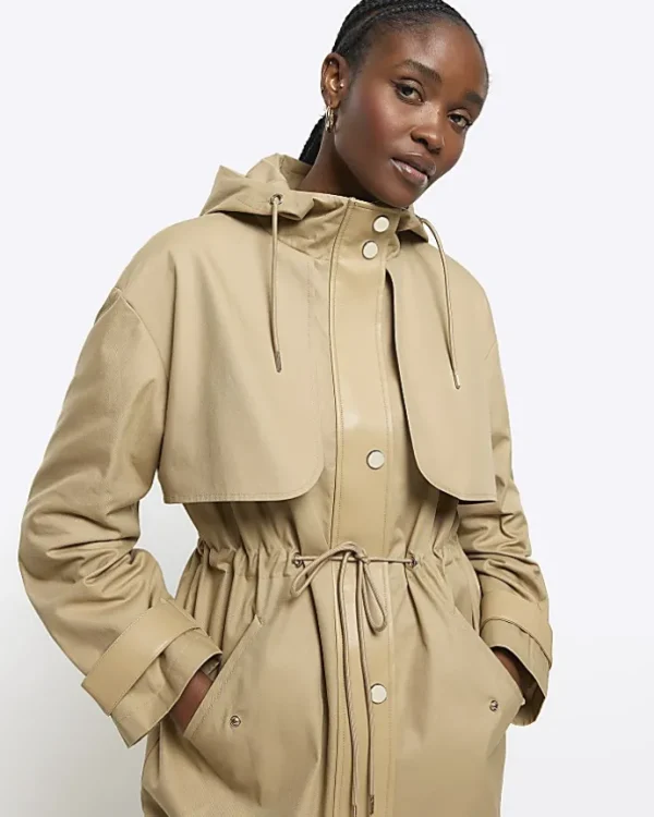 Beige Hooded Parka Jacket