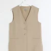 Beige longline waistcoat