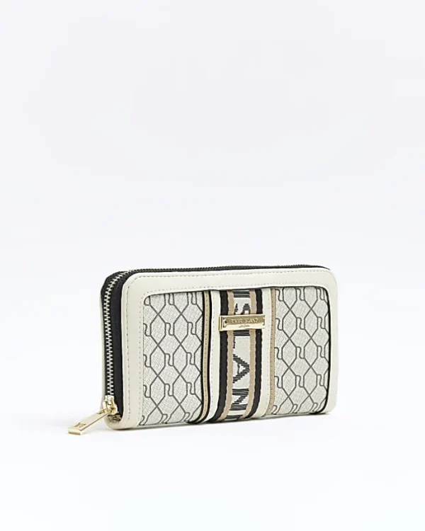 Beige monogram front purse