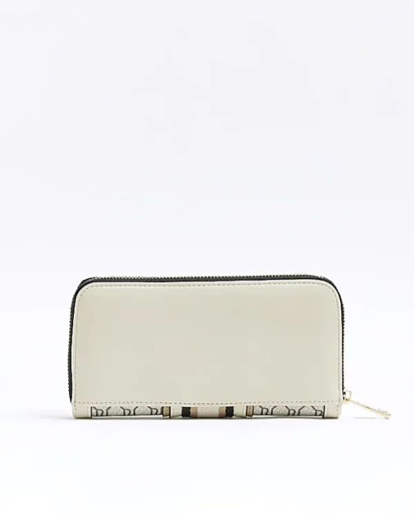 Beige monogram front purse