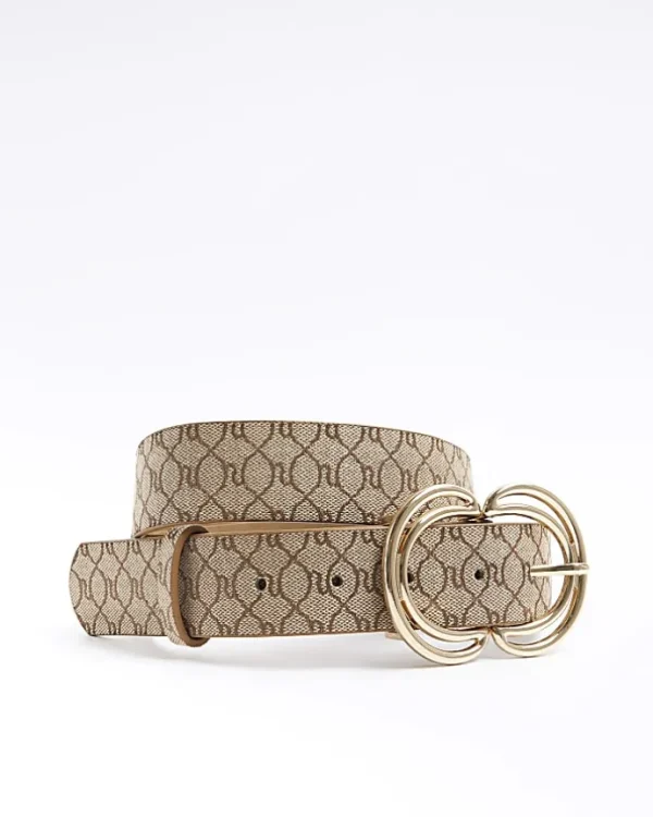 Beige RI monogram belt