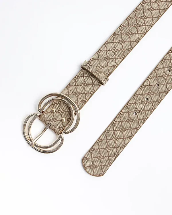 Beige RI monogram belt