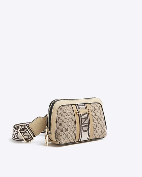 Beige RI monogram cross body bag