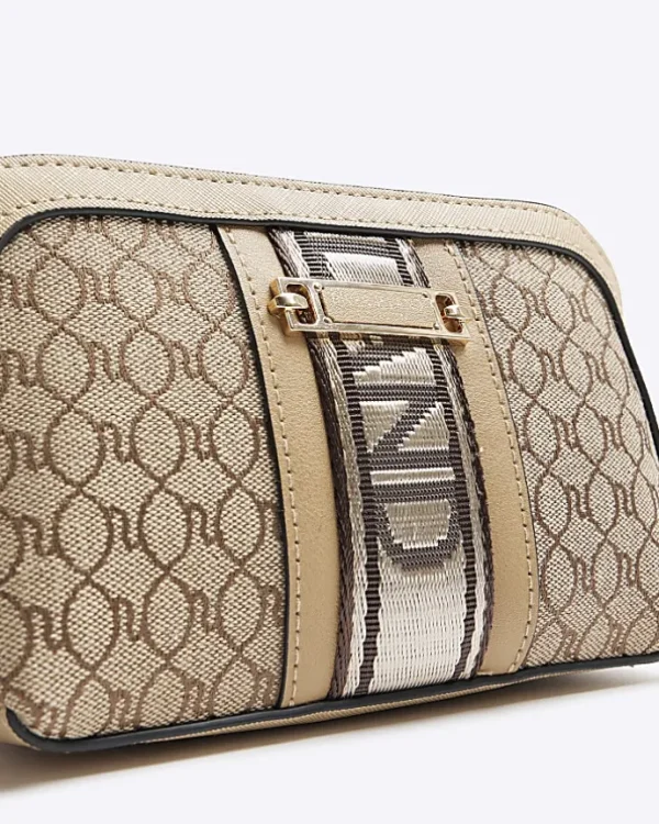 Beige RI monogram cross body bag