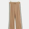 Beige side stripe wide leg joggers