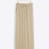 Beige side stripe wide leg joggers