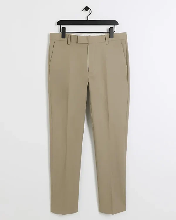 Beige slim fit smart chino trousers