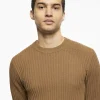 Beige slim fit waffle texture jumper