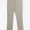 Beige slim fit wool blend suit trousers