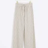 Beige stripe straight pull on trousers