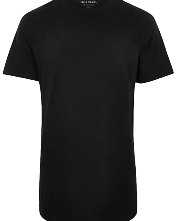 Big & Tall black curved hem slim fit t-shirt