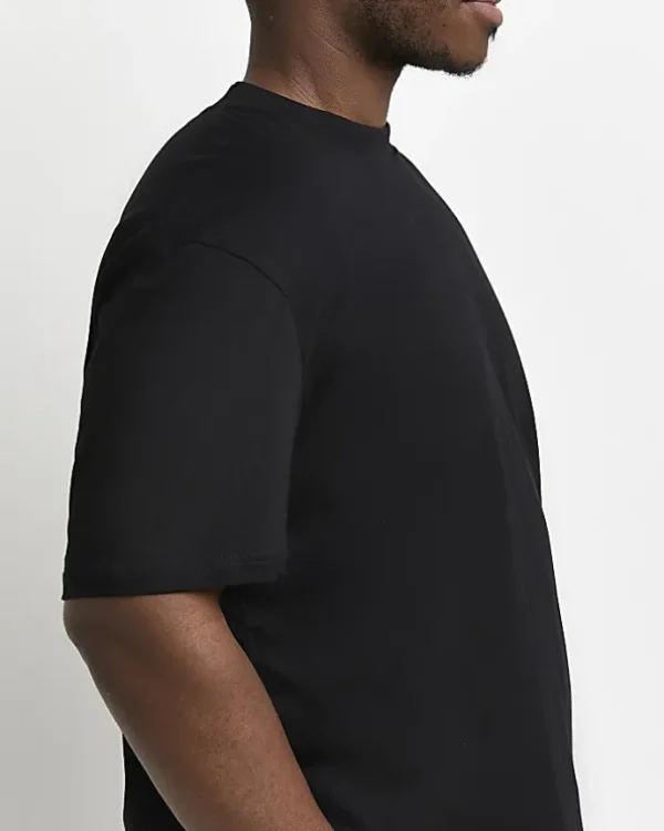 Big & Tall black curved hem slim fit t-shirt