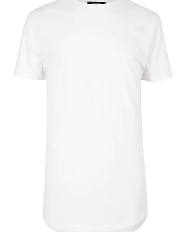 Big & Tall white curved hem slim fit t-shirt