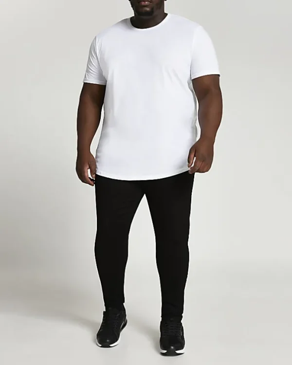 Big & Tall white curved hem slim fit t-shirt