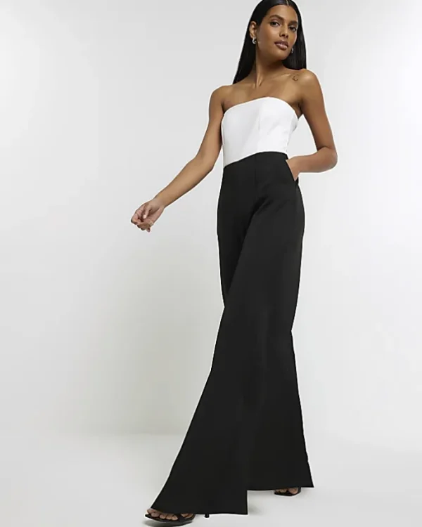 Black bandeau wide leg jumpsuit