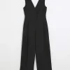 Black bow blazer jumpsuit