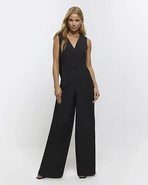 Black bow blazer jumpsuit