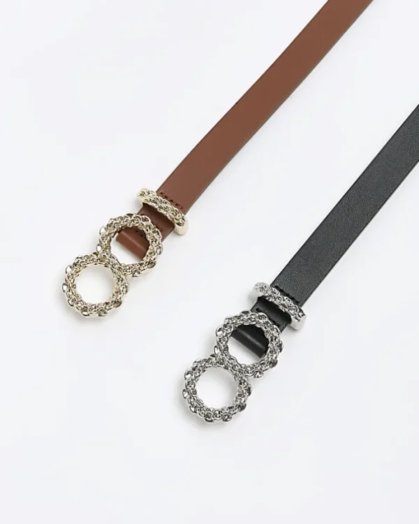 Black buckle detail belt multipack