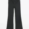 Black bum sculpt flare coated jeans