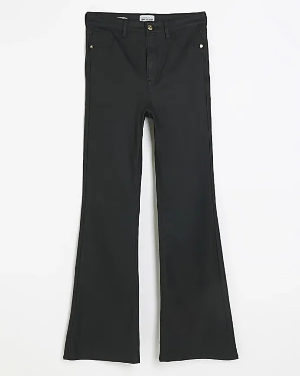 Black bum sculpt flare coated jeans