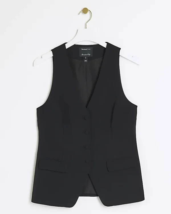 Black button up long waistcoat