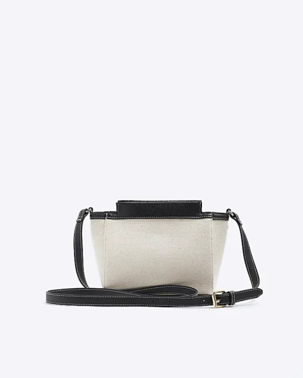 Black canvas embossed RI cross body bag