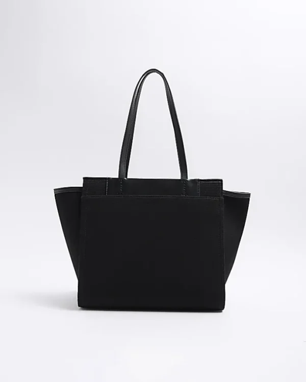 Black canvas embossed RI shopper bag