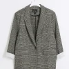 Black check rolled sleeve blazer