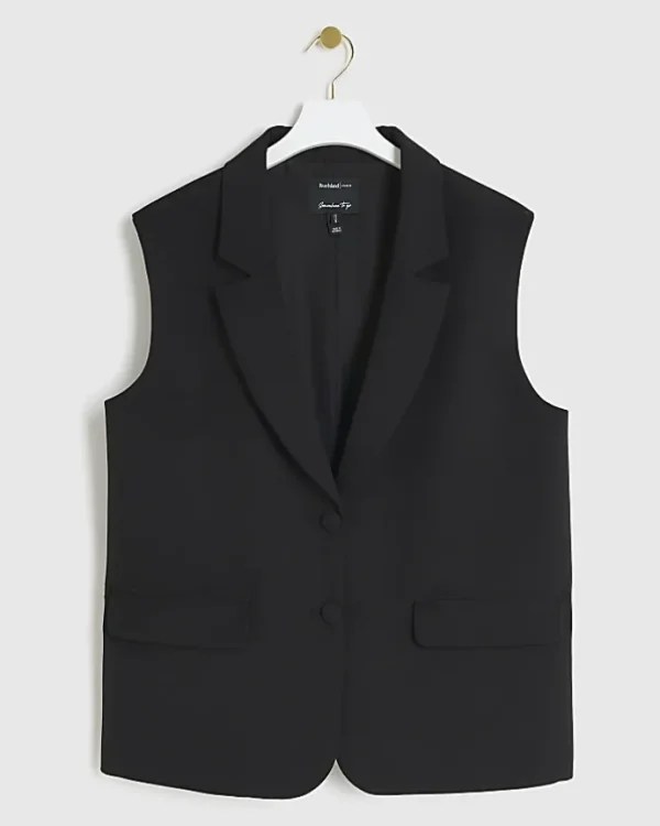 Black collar V-neck waistcoat