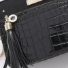 Black croc embossed chain cross body bag