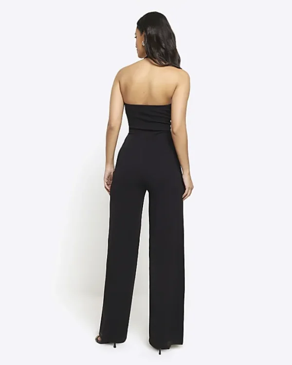 Black crossed halter neck jumpsuit