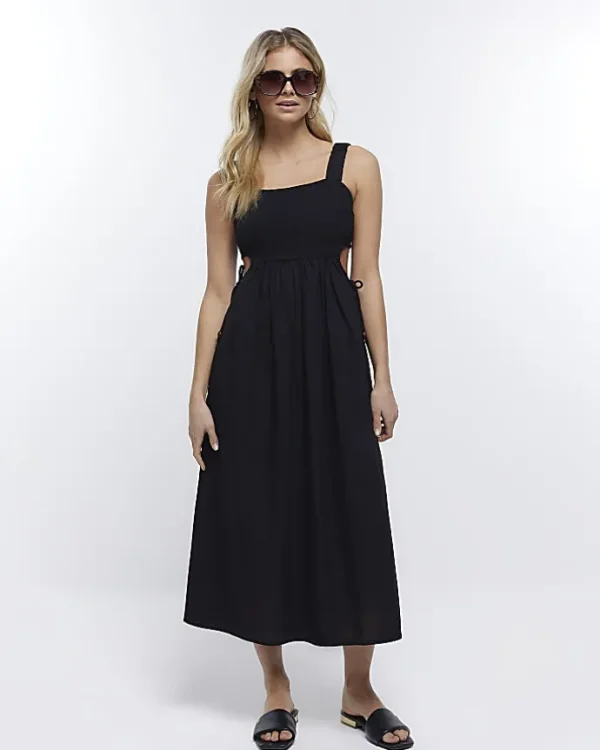 Black cut out detail beach maxi dress