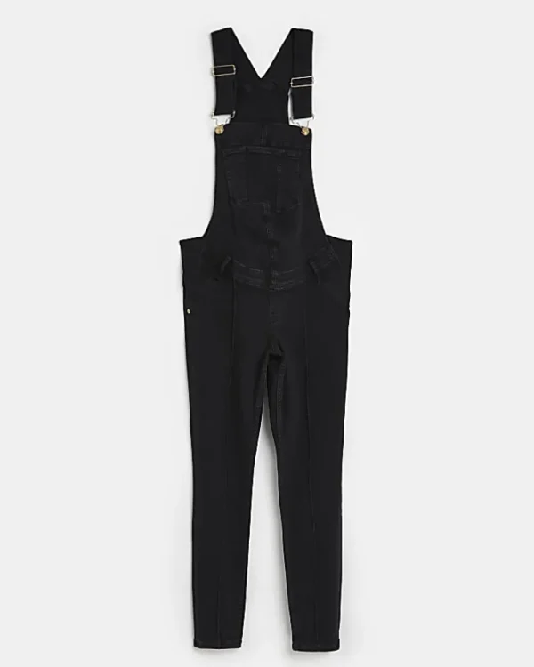 Black denim maternity dungarees