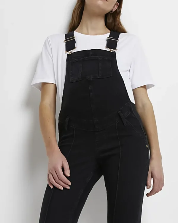 Black denim maternity dungarees