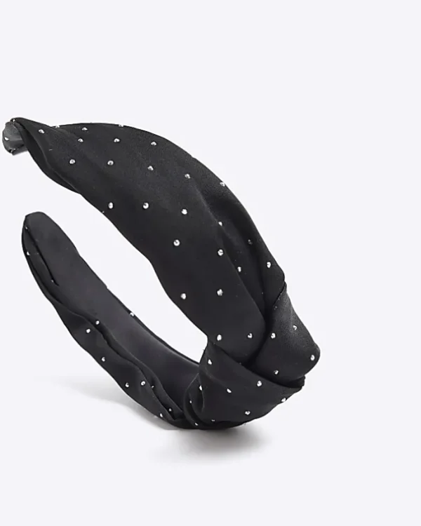 Black diamante knot headband