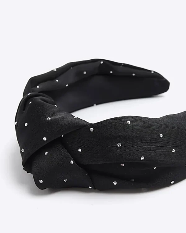 Black diamante knot headband