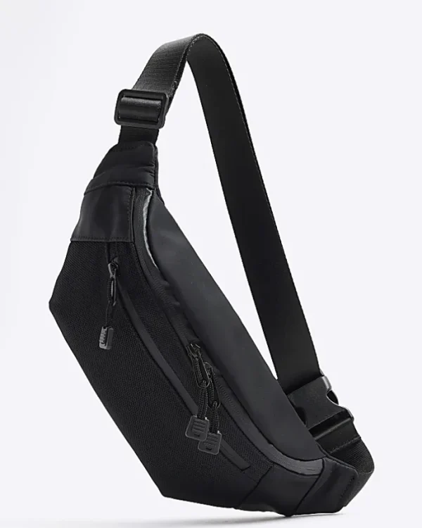 Black Double Zip Bum Bag