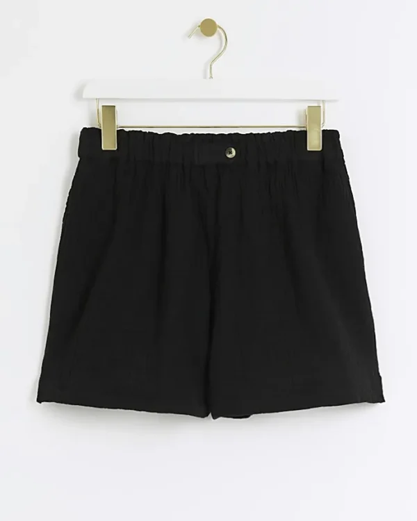 Black elasticated shorts