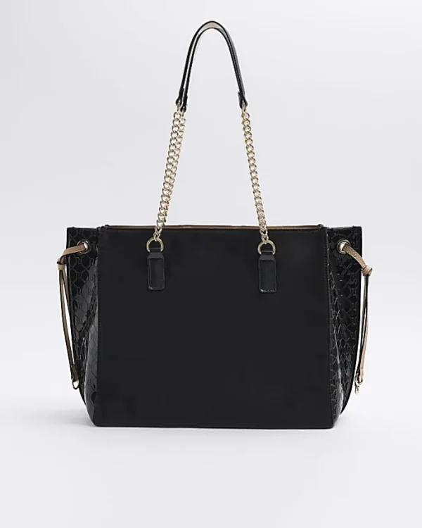 Black embossed monogram tote bag