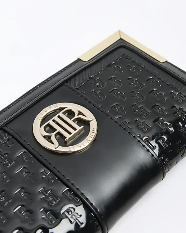 Black embossed RI monogram purse