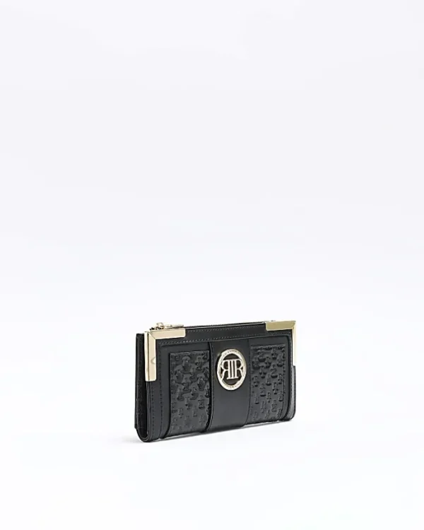 Black embossed RI monogram purse