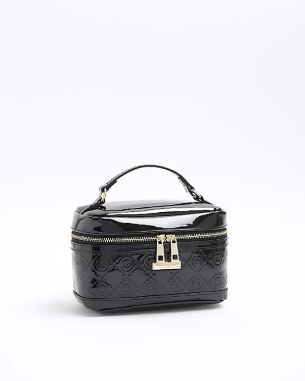 Black embossed vanity makeup bag