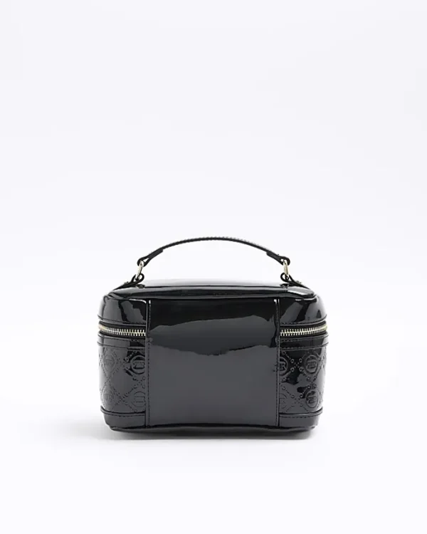 Black embossed vanity makeup bag