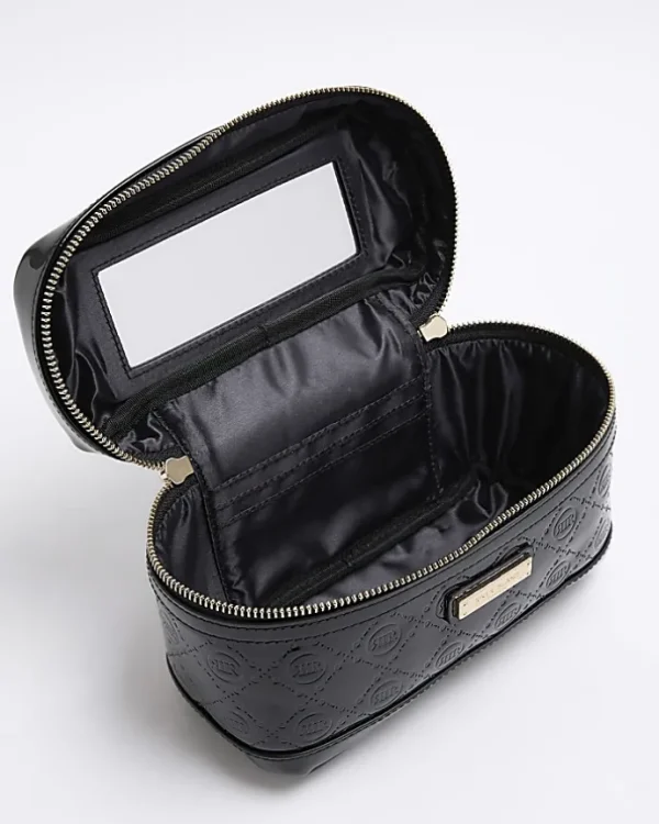 Black embossed vanity makeup bag