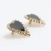 Black Enamel Heart Stud Earrings